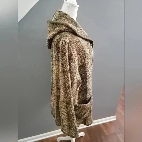 WEAVE OF THE IRISH hand knit plaid wool chore sweater jacket XS vtg 90s Oversize - Picture 3 of 6